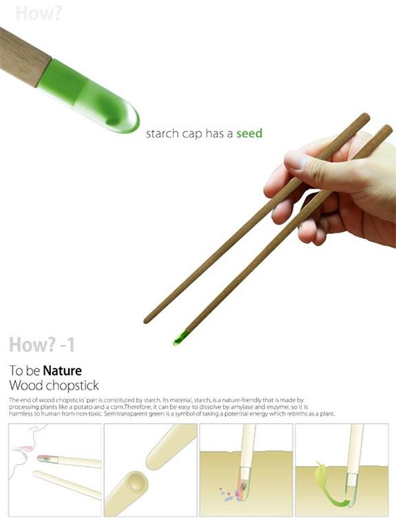 To Be Nature Wood Chopstick :: palillos con semillas