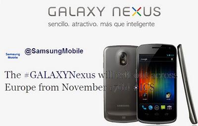 Samsung anuncia la fecha oficial del lanzamiento del Galaxy Nexus