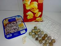 Nidos de gulas con huevos de codorniz