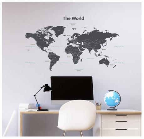 Vinilos o pegatinas para pared. Mapas del mundo