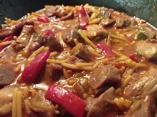 Fideos con carne magra