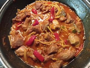 Fideos con carne magra