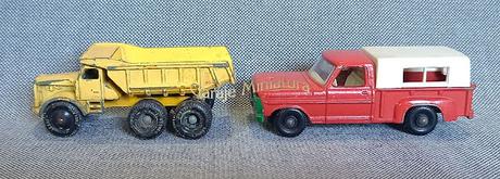 Camión Euclid y camioneta Ford F-100 de los Matchbox de mi infancia