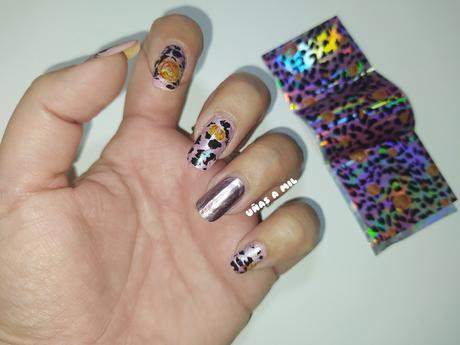 Diseño de uñas con papel foil de animal print