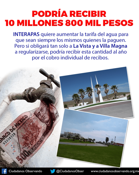 Interapas podría recibir 10.8 mdp extras al año