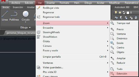 Zoom extensión. Ver todo lo dibujado en Autocad