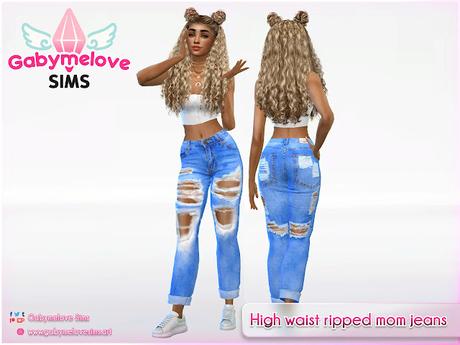 Sims 4 CC | Clothing: High waist ripped mom jeans for women - Paperblog