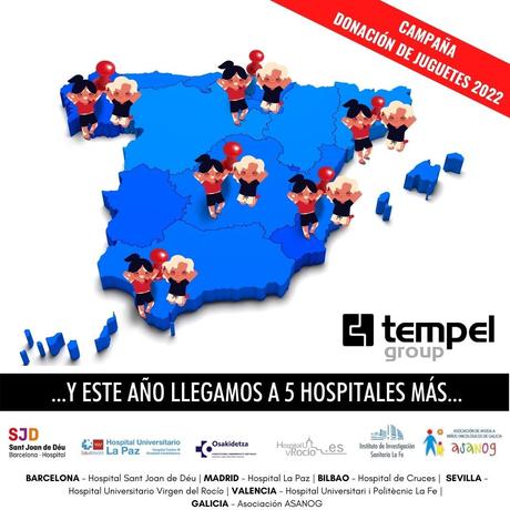 Tempel Group activa una recogida de juguetes nuevos para niños y niñas de diferentes hospitales de España