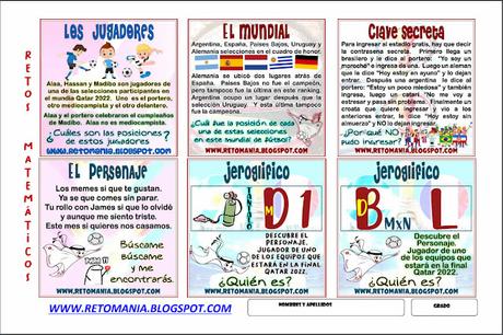 Acertijos, Acertijos matemáticos, Acertijos con Solución, Jeroglíficos, Jeroglíficos con solución, Mundial de fútbol, retos matemáticos, desafíos matemáticos, pasatiempos,