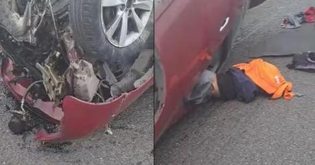 (Video) Persona fallece al volcar su vehículo sobre la carretera Rioverde frente al Tec