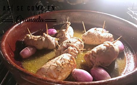 Pollo relleno de frutos secos y escarchados