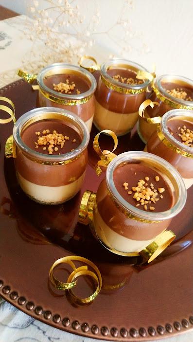 Vasitos de chocolate y turrón para Nochevieja