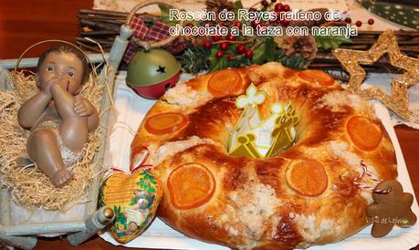 ROSCÓN DE REYES RELLENO DE CHOCOLATE A LA TAZA CON NARANJA Y JENGIBRE {ROSCÓN DE REYES 2023}