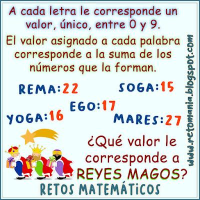 Acertijo, Alfamética, Criptoaritmética, Retos Matemáticos, Desafíos Matemáticos, Juego de Palabras, Reyes Magos