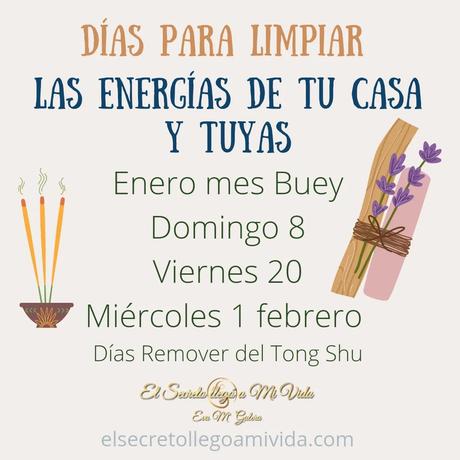 Días ideales para limpiar las energías en Enero 2023