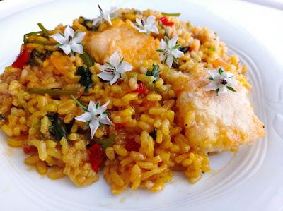 Arroz con bacalao y borraja