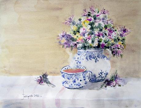 Flores y árboles. Paleta, colores, mezclas y texturas