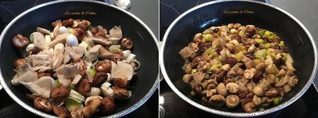 Gratinado de boniatos con setas y puerro