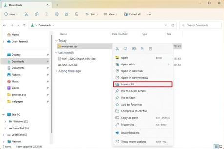 Cómo extraer archivo zip en Windows 11, 10 Opción extraer todo del Explorador de archivos