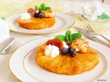 Piña caramelizada con galleta de avena y almendra Piña caramelizada con galleta de avena y almendra