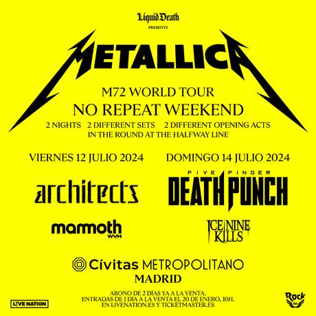 Metallica en Madrid en 2024: precios de entradas