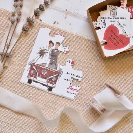 10 ideas originales para las invitaciones de tu boda con temática de viajes Invitaciones de boda originales en puzzle