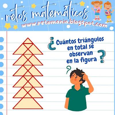 Desafíos matemáticos, Retos matemáticos, Problemas matemáticos, Descubre el número, Busca el número, Acertijos, Acertijos matemáticos, Juego de Cerillas, Juego con Fósforos, Juego con Palillos, Triángulos, Contando triángulos