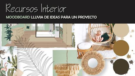 Moodboard lluvia de ideas para un proyecto de interiores o arquitectura