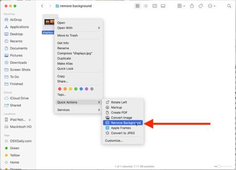 Cómo quitar el fondo de las imágenes en Mac con una acción rápida Eliminar el fondo de una imagen en Mac con una acción rápida