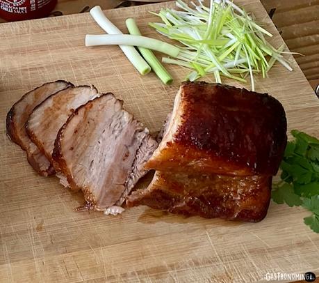 Panceta de cerdo Char siu (sous vide), el cerdo a la barbacoa estilo chino Panceta de cerdo Char siu (sous vide), el cerdo a la barbacoa estilo chino