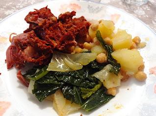 Botillo con garbanzos y verduras