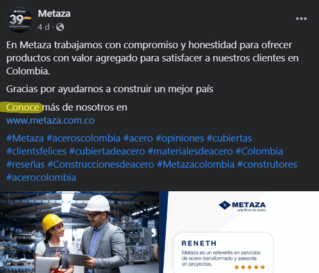 Metaza S.A. tustea a su audiencia Metaza SA tustea en Facebook