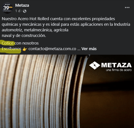 Metaza S.A. tustea a su audiencia Metaza SA tustea en Facebook