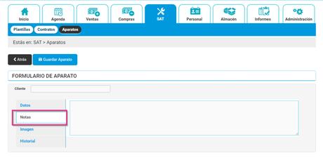 Crear un aparato de SAT - Notas