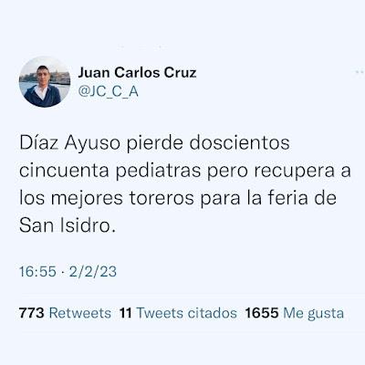 ‘Podemos’ critica a Juan Roig; éste, a ‘Podemos’...Y Ayuso propone  toreros en lugar de médicos.