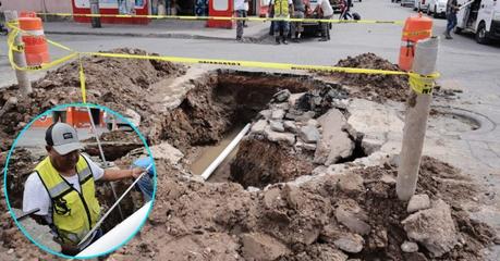 Interapas controla fuga de agua en la avenida Adolfo López Mateos