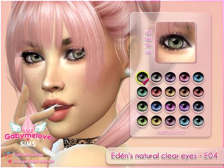 Sims 4 CC | Eye color: Edén's natural clear eyes • E04, contact lenses | Gabymelove Sims | Mod, download, custom content, conenido personalizado, color de ojos, ojos, naturales, realistic, realistas, claros, lentes de contacto, free, face painting, non default