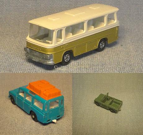 Land Rover Serie II, Land Rover Safari y Setra S80 de Matchbox