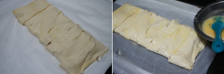 Trenza de hojaldre con jamón y queso Trenza de hojaldre con jamón y queso