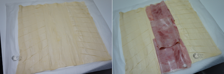 Trenza de hojaldre con jamón y queso Trenza de hojaldre con jamón y queso