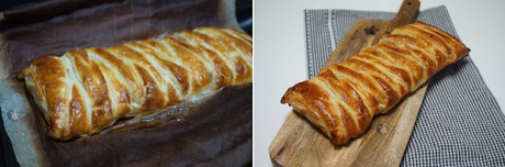 Trenza de hojaldre con jamón y queso Trenza de hojaldre con jamón y queso