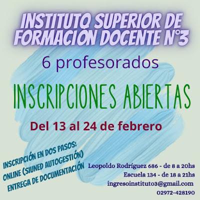 Instituto Superior de Formación Docente N°3 con Inscripciones Abiertas SMAndes