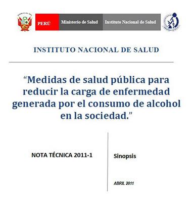 Medidas de Salud Pública para reducir la carga de enfermedad   generada por el consumo de alcohol en la sociedad - INS