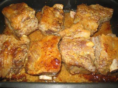 Costillas a la miel y mostaza