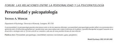 Relaciones entre la personallidad y la psicopatología - Forum World Psychiatry