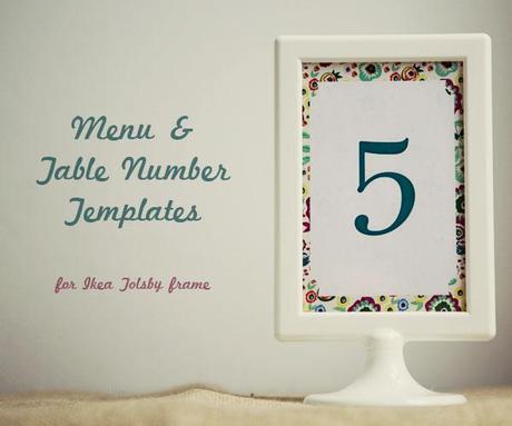 Wedding Table Number template and Menu frame