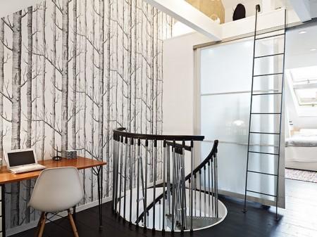 suelos de madera negros suelos de madera blancos suelo damero blanco negro baño sofá de ikea sillas eames papel de pared de árboles muebles de ikea muebles de diseño mecedora eames sin brazos escalera de caracol dibujos en las paredes cómoda estilo clásico danés años 50 cocinas modernas cocinas industriales cocinas grises y blancas cocinas de ikea cama tatami alfombra jarapa 