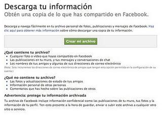 Descarga tu información de Facebook