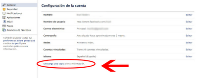 Descarga tu información de Facebook Descarga tu información de Facebook
