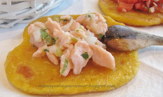 SOPAIPILLAS CON CEVICHE Y PEBRE